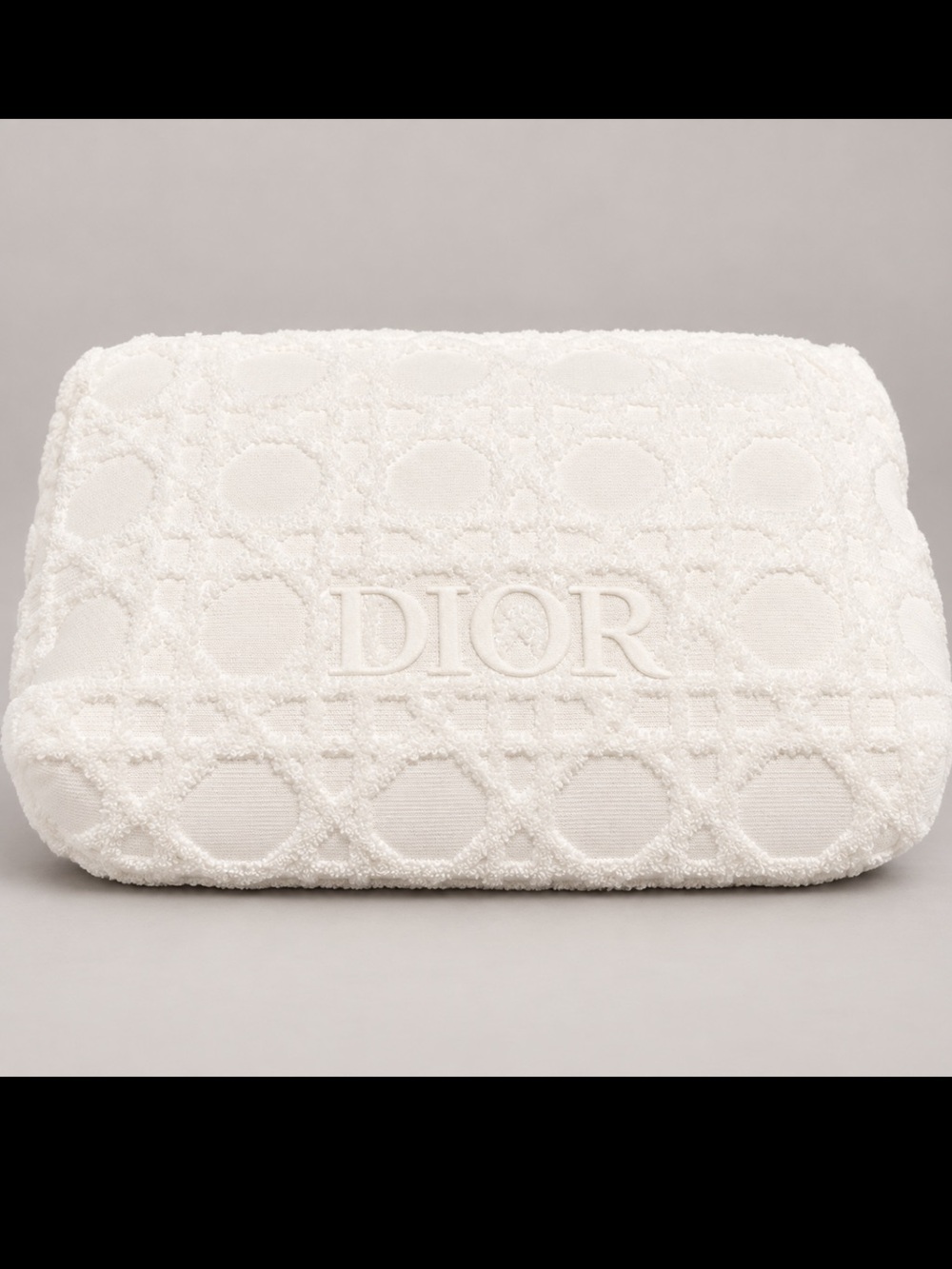 Dior White Embroidered Logo Women's cosmetic bag